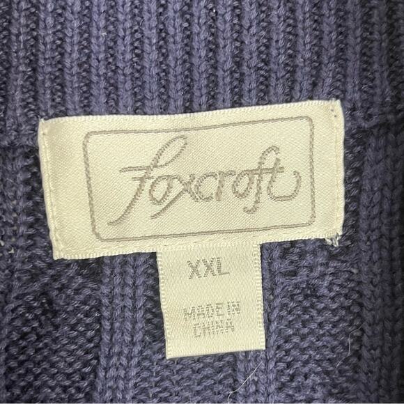 Foxcroft Women’s Cardigan Sweater Cable Knit Full Zip Preppy Nautical XXL Navy - Picture 5 of 6